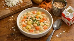 Sämiger Bohnen-Kartoffel-Eintopf mit Rüebli und Rahm – einfaches Znacht aus dem Topf