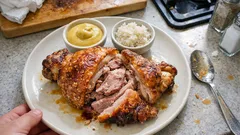 Ofen-Schweinsknöchel mit knuspriger Schwarte – dazu Meerrettich & Senf