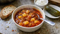 Kartoffelgulasch mit Zwiebeln und Paprika – sämig ganz ohne Mehl, einfach im Topf