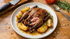 Taube aus dem Ofen mit Apfel und Thymian – sanft gegart, zart und aromatisch