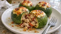 Runde Zucchini aus dem Ofen – würzig gefüllt mit Thunfisch und Pecorino